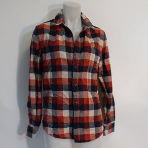 Mens Flag & Anthem Red Navy Blue Check Button Casual Shirt S